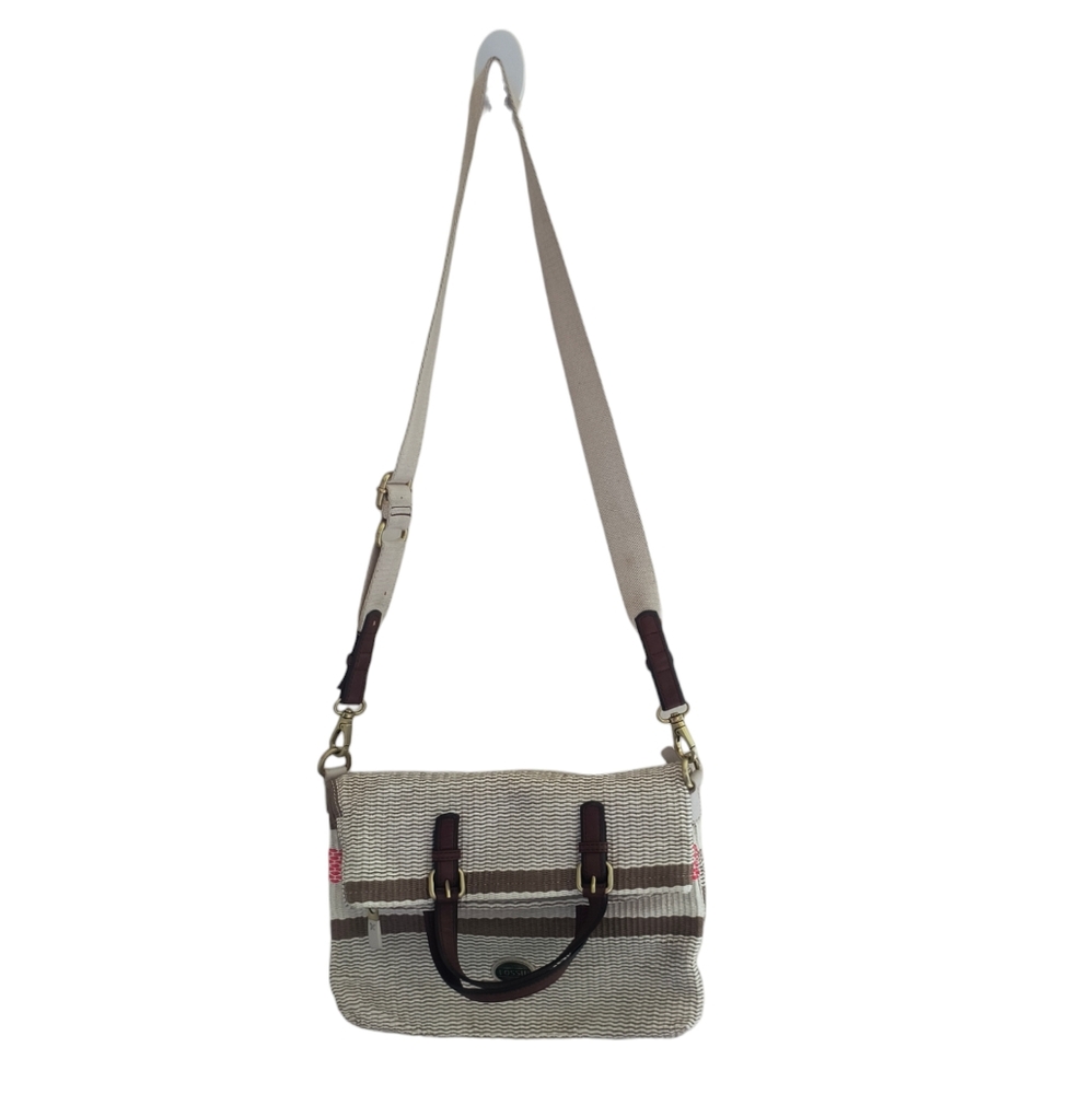 Fossil foldover Crossover travel bag straw tote explorer bag